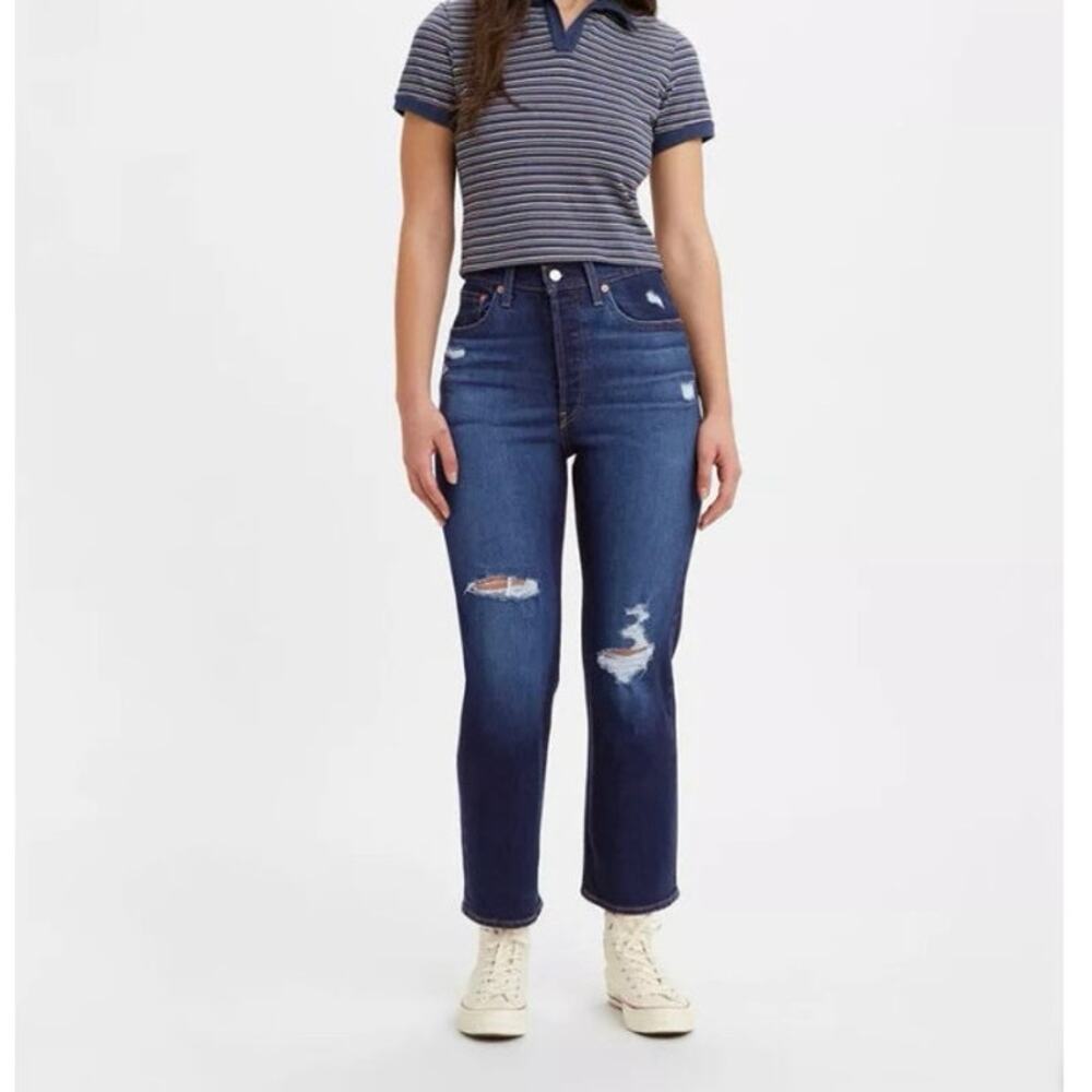 Levi's Ribcage Straight Ankle Jeans 30x27 NWT Dark Indigo 12" Rise